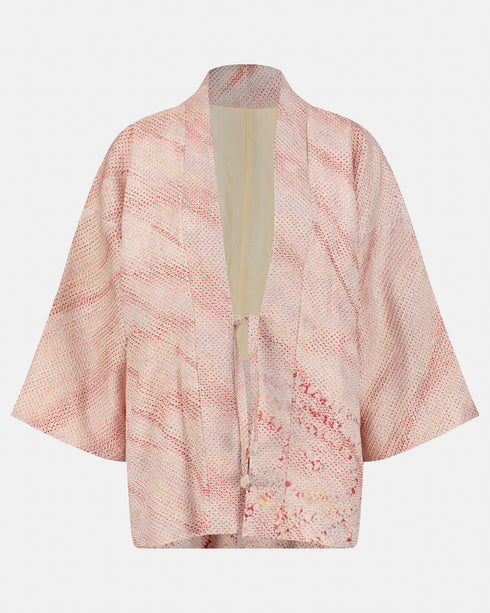 Japanese Shibori Silk Kimono (Pink)