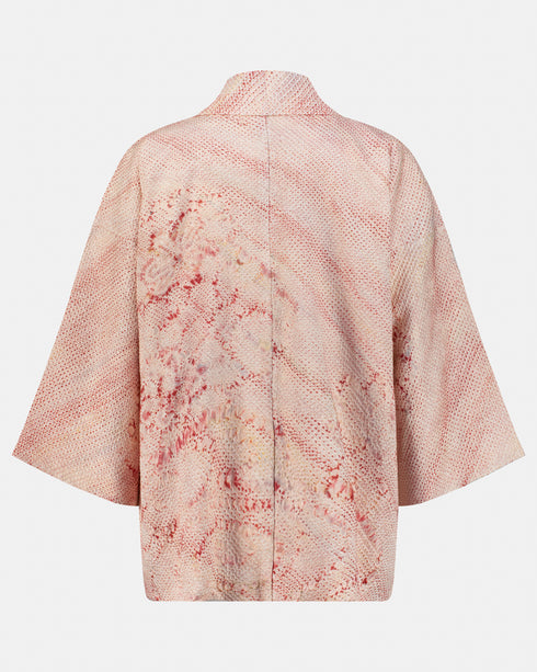 Japanese Shibori Silk Kimono (Pink)