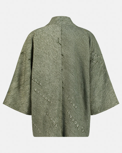 Japanese Shibori Silk Kimono (Sage)