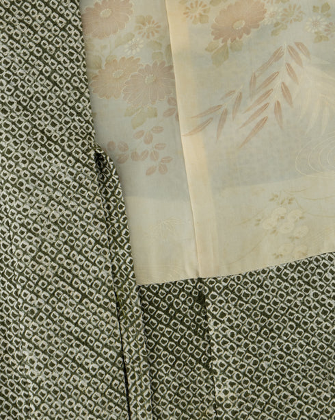 Japanese Shibori Silk Kimono (Sage)