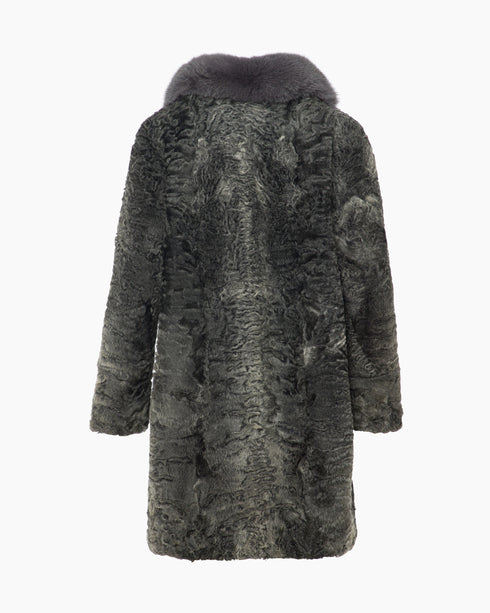 Grey Astrakhan Midi Coat