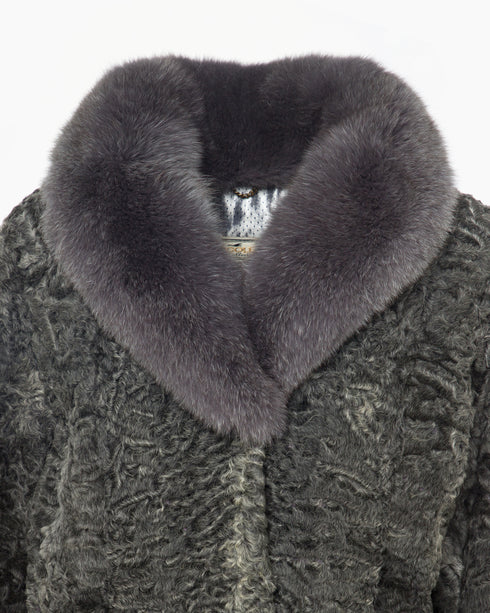 Grey Astrakhan Midi Coat