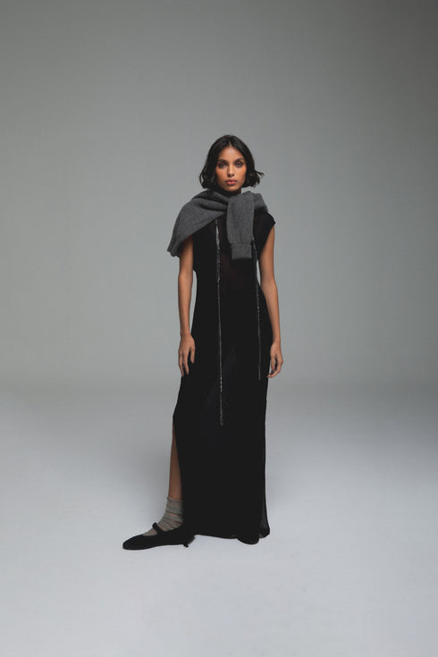 Sheer Long Black Dress