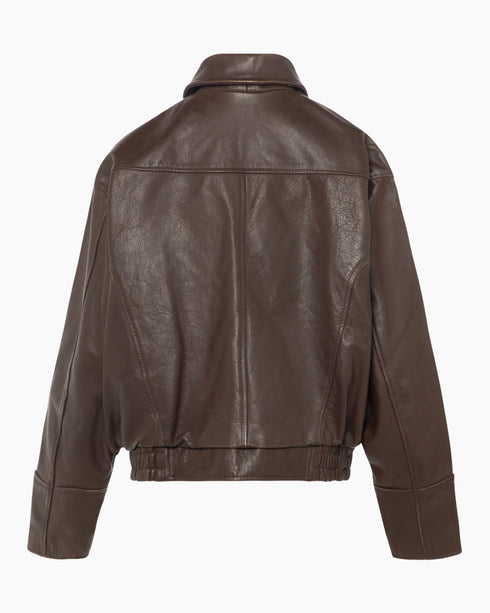 Brown Leather Bomber