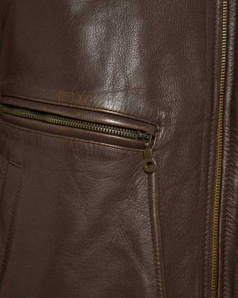 Brown Leather Bomber